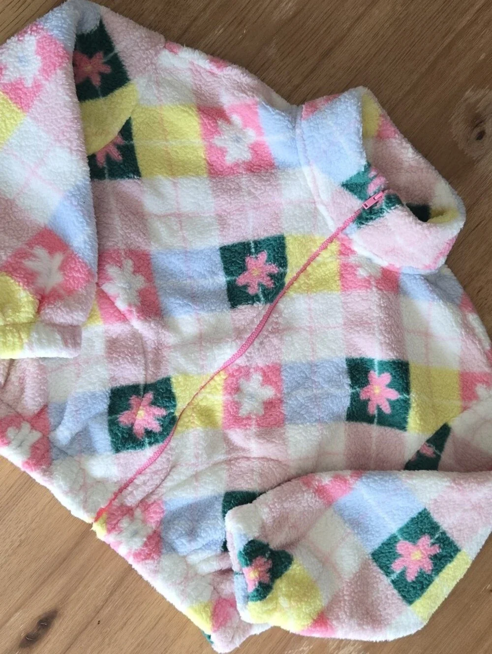 old navy | girls l | floral argyle fleece full‑zip jacket